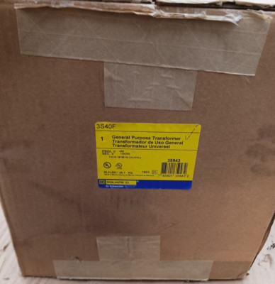 NEW SQUARE D 3S40F 3 KVA 1 PHASE GP TRANFORMER 480V PRI 240/120V SEC