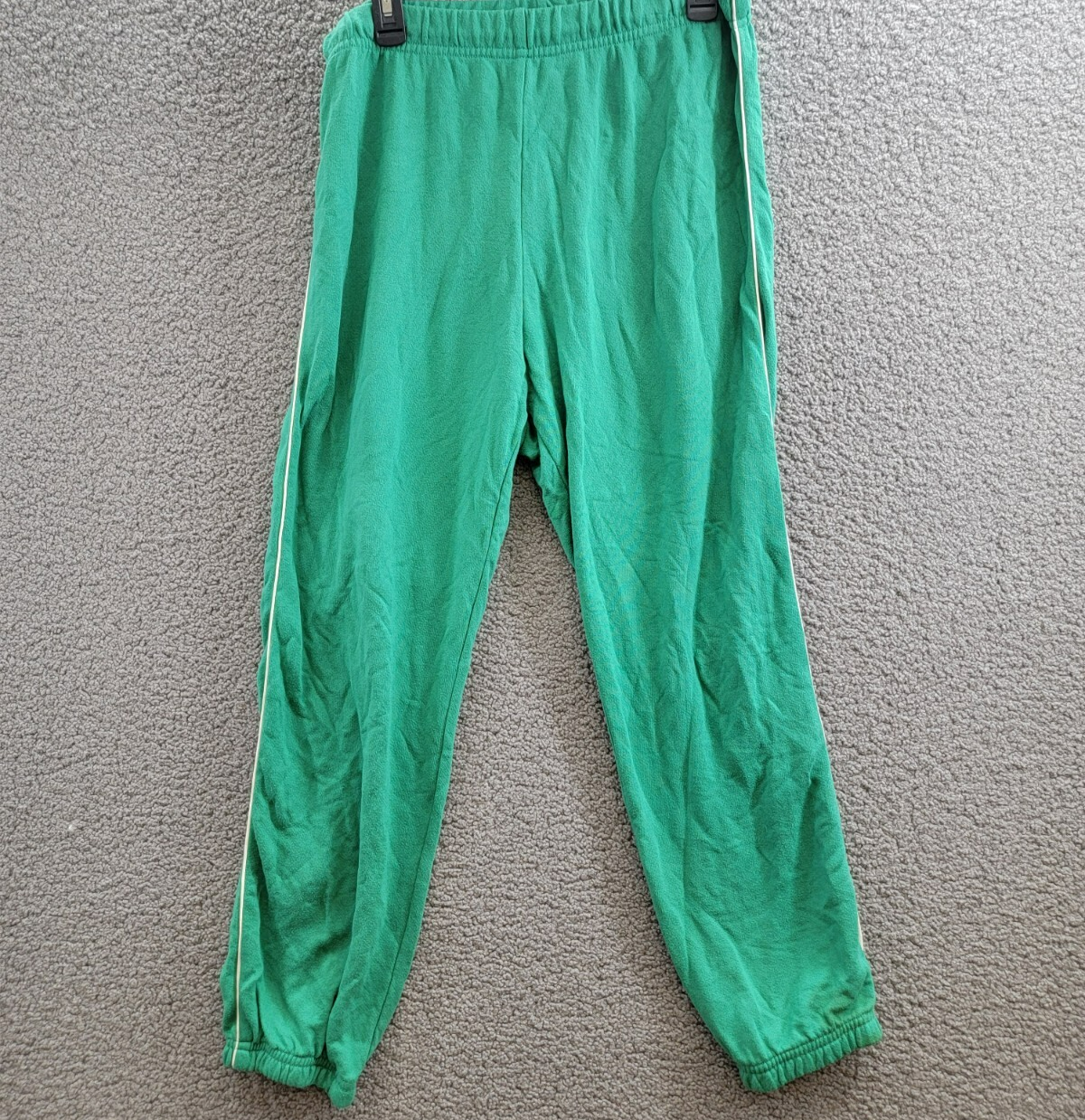 Aqua Reynolds Piped Sweatpants Women's L Green/White Elasticized Hems Pull On - Picture 2 of 17
