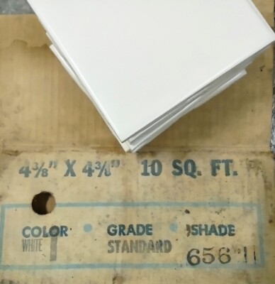 FLORIDA TILE 4-3/8'' WHITE #1 Ceramic Wall Tile 656 NOS 1962 Mid-Century Modern 