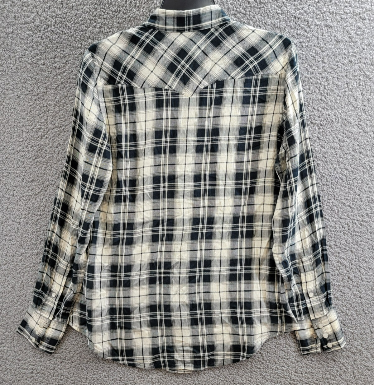 Lauren Ralph Lauren Embroidered Plaid Shirt Women's M Black/Cream Snap Closure - Picture 13 of 19