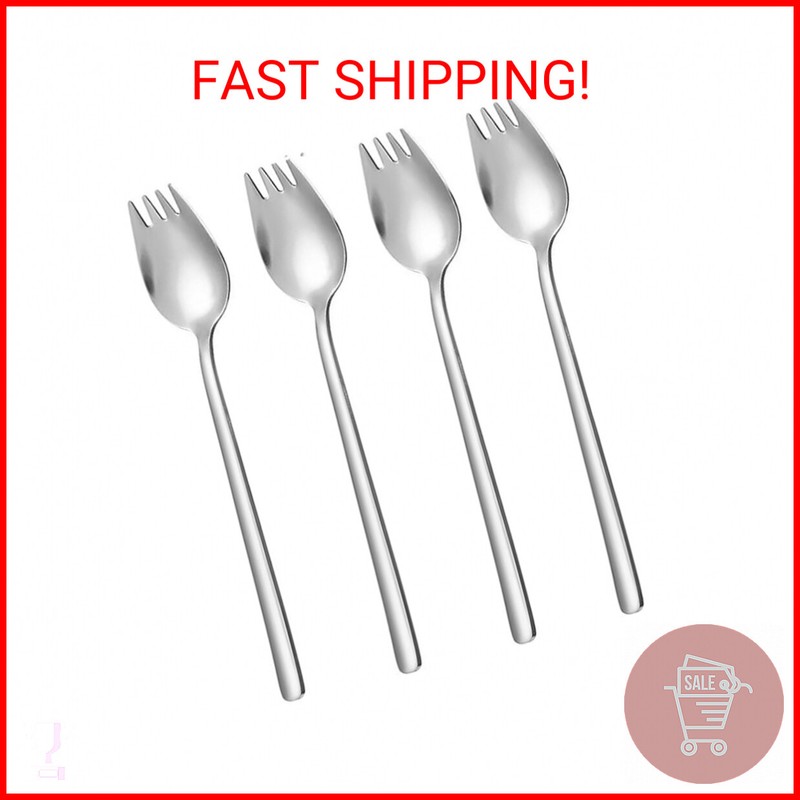 Salad Forks, 4-Pack 18/10 Stainless Steel Sporks, 7.4-Inch L