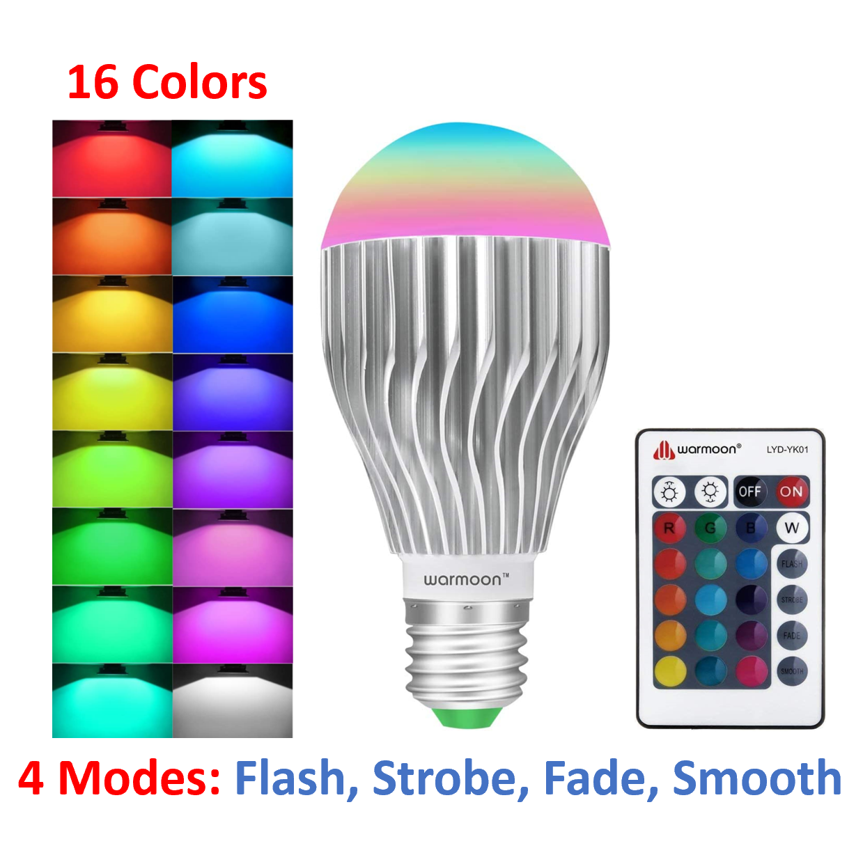 16 Colors 4 Mode Wireless Control E27 Magic Lamp Finned Shap
