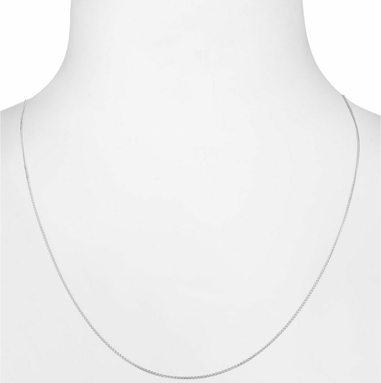 Pre-owned Spiga Solid Adjustable Endless Round Wheat  Chain Necklace Real 14k White Gold