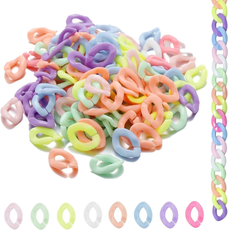 400 Pcs Acrylic Linking Rings, 8 Colors Open Quick Linking Rings Candy Colors Ov