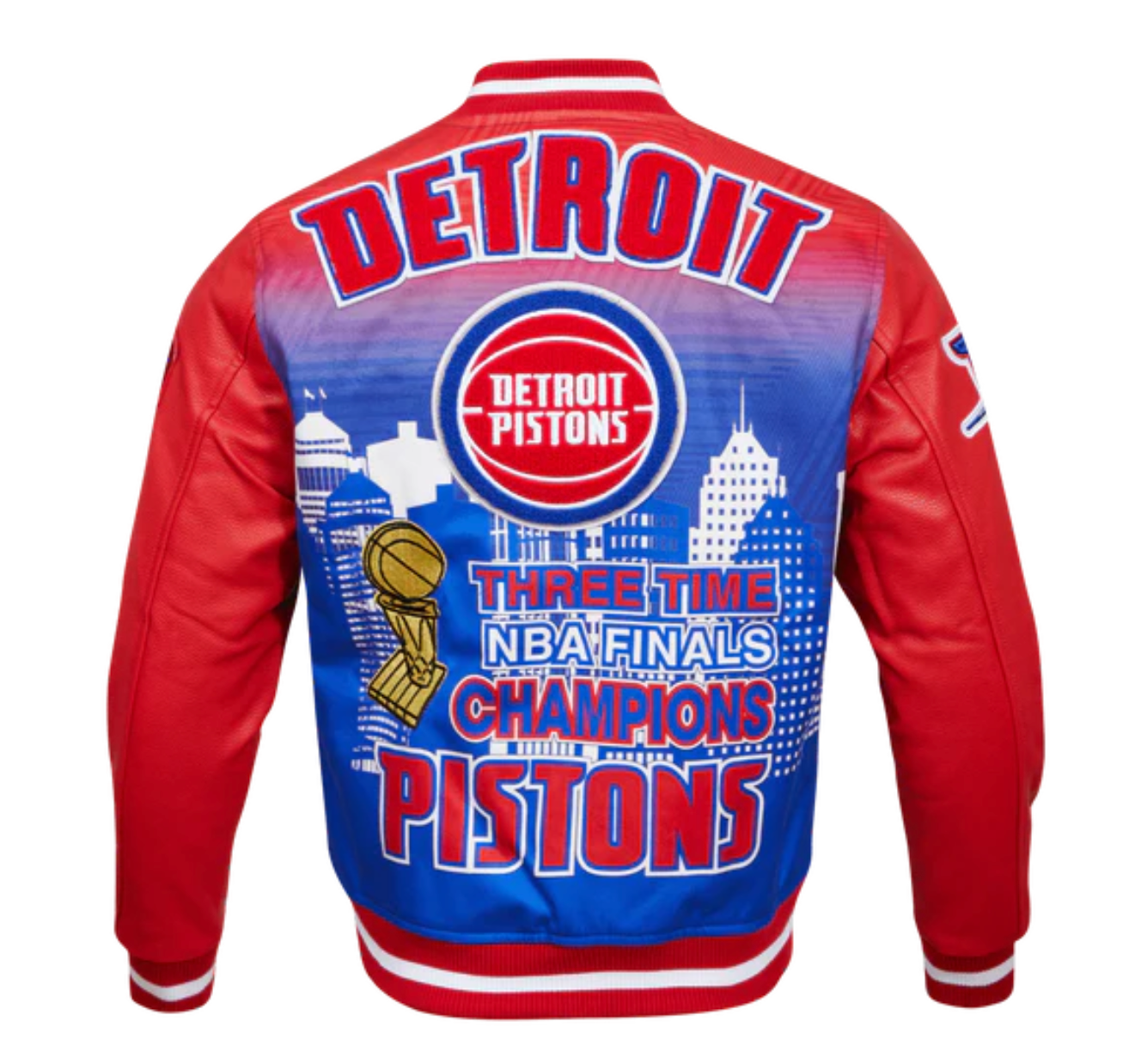 Pre-owned Pro Standard Nba  Detroit Pistons Remix Varsity Men's Jacket Red Men's Large
