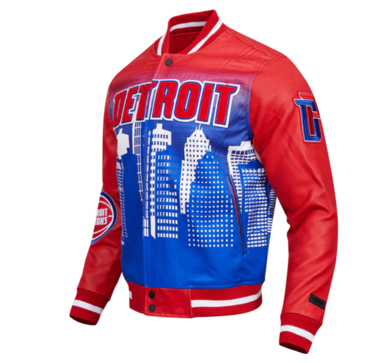 Pre-owned Pro Standard Nba  Detroit Pistons Remix Varsity Men's Jacket Red Men's Large