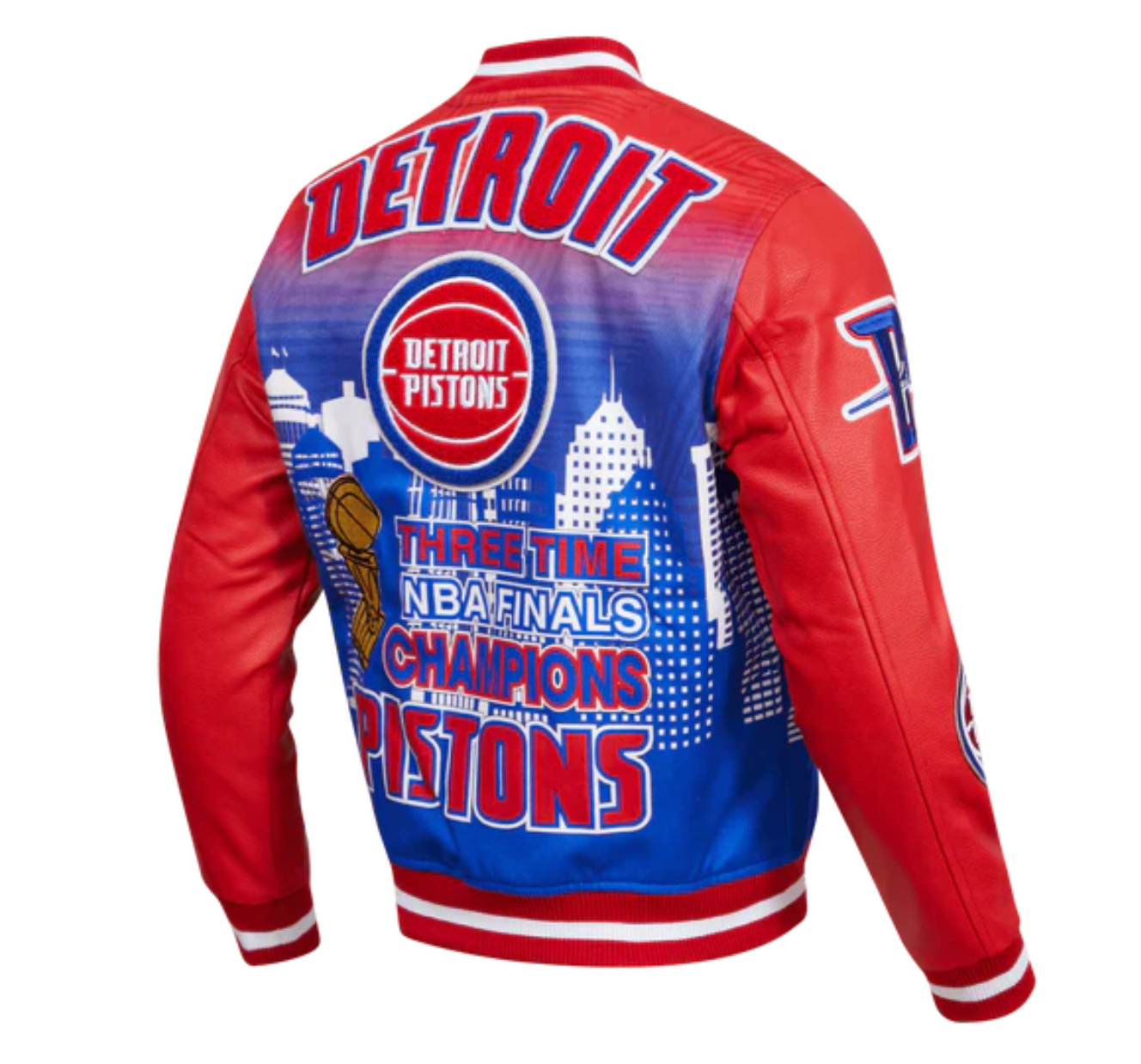 Pre-owned Pro Standard Nba  Detroit Pistons Remix Varsity Men's Jacket Red Men's Large