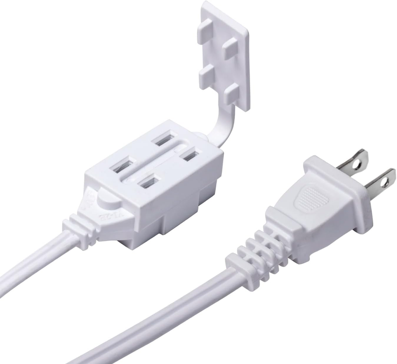 6-Foot 2-Prong Indoor Outlet Extension Cord with Tamper Guard ...