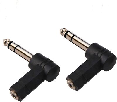  1/4 Inch TRS to 3.5mm Right Angle Adapter,6.35mm Male to 3.5mm Female 90