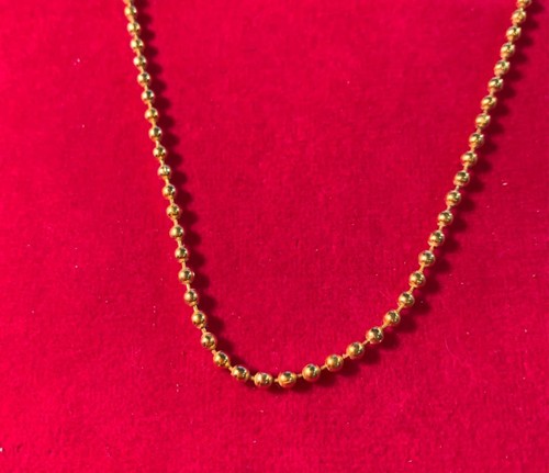 14KT GOLD PLATED 18 INCH 2.4MM BALL CHAIN NECKLACE W/ MILITARY CLASP