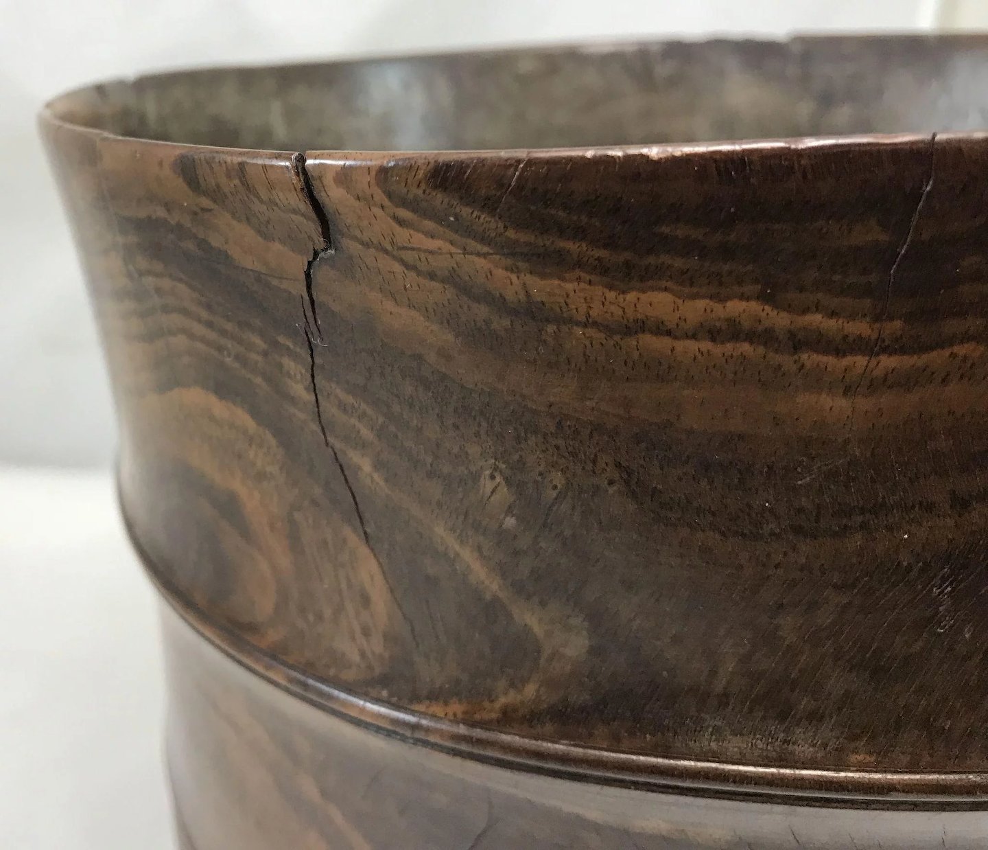 Exceptional 17th Century Carved English Wassail Bowl in Figured Lignum Vitae