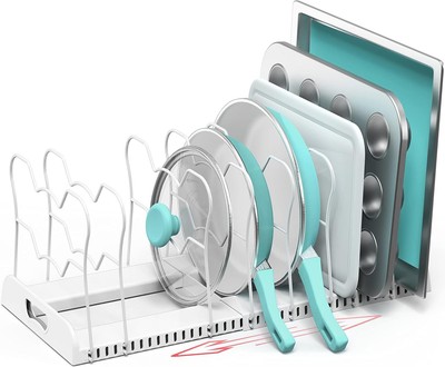 Simple Houseware 10 Compartments Expandable 10 Adjustable Compartments, white 