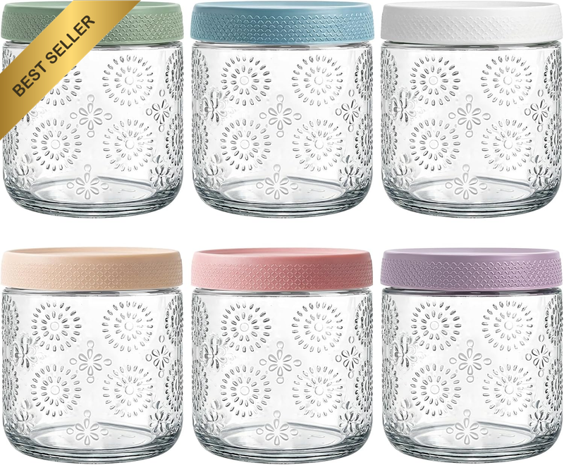 6 Pack 16 Oz (473 Ml) Overnight Oats Containers, Glass Jars with Lids, Mason Jar