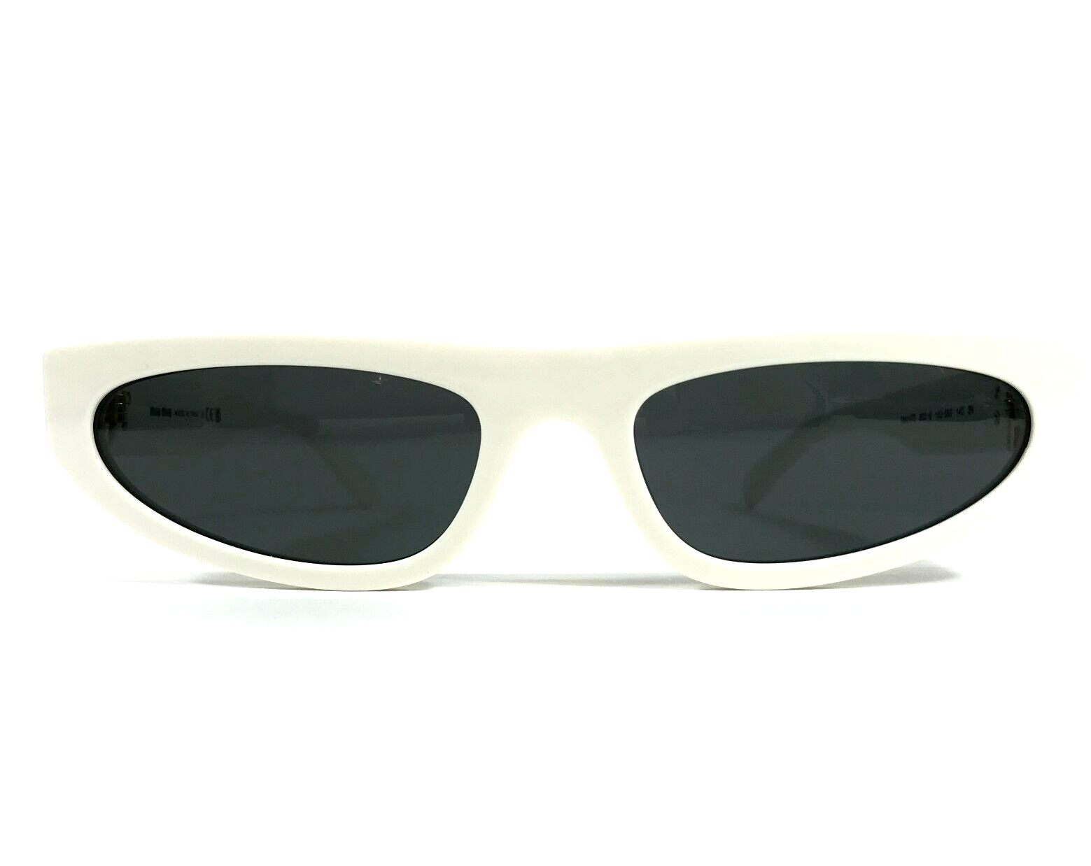 MIU MIU MIU MIU SUNGLASSES SMU07Z 142-5S0 WHITE IVORY GOLD FRAMES WITH DARK GREY LENSES
