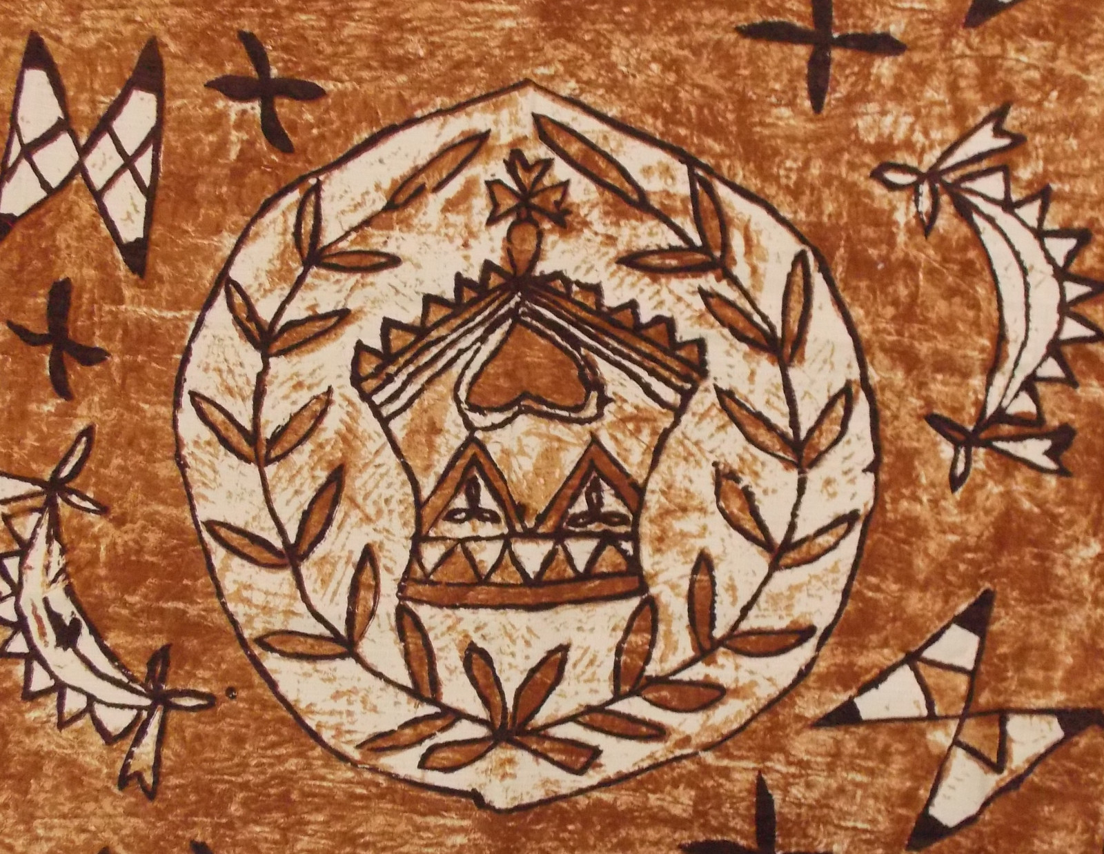 Vintage VHY Hawaiian Textiles Fabric Hand Printed Batik Tapa Tiki Islander