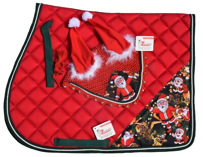Christmas Horse Gift Santa Claus All purpose English saddle pad Set