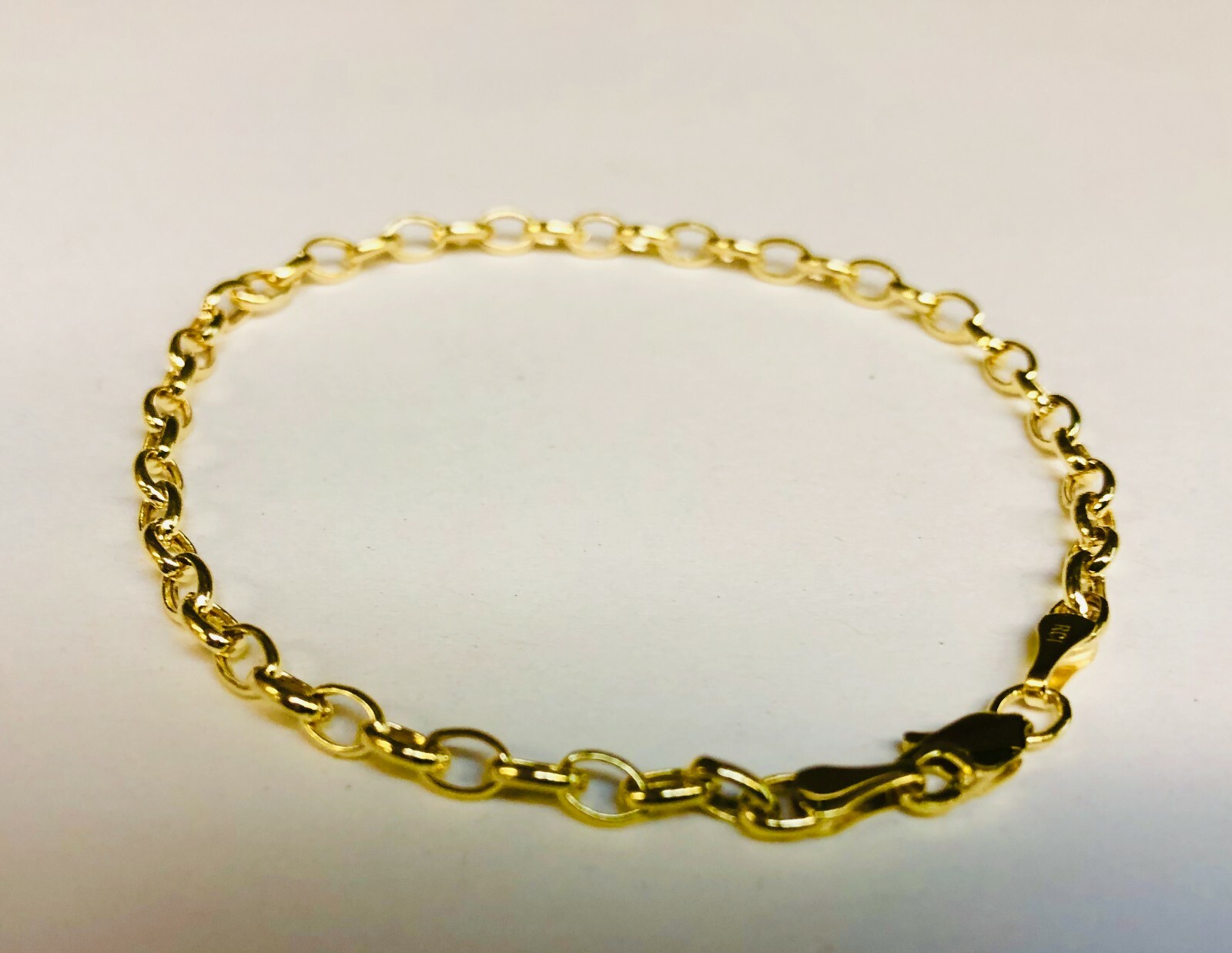 Pre-owned R C I 14kt Yellow Gold Lite Oval Rolo Link Chain Bracelet 7 Inch 1.3 Grams 3.2 Mm In No Stone