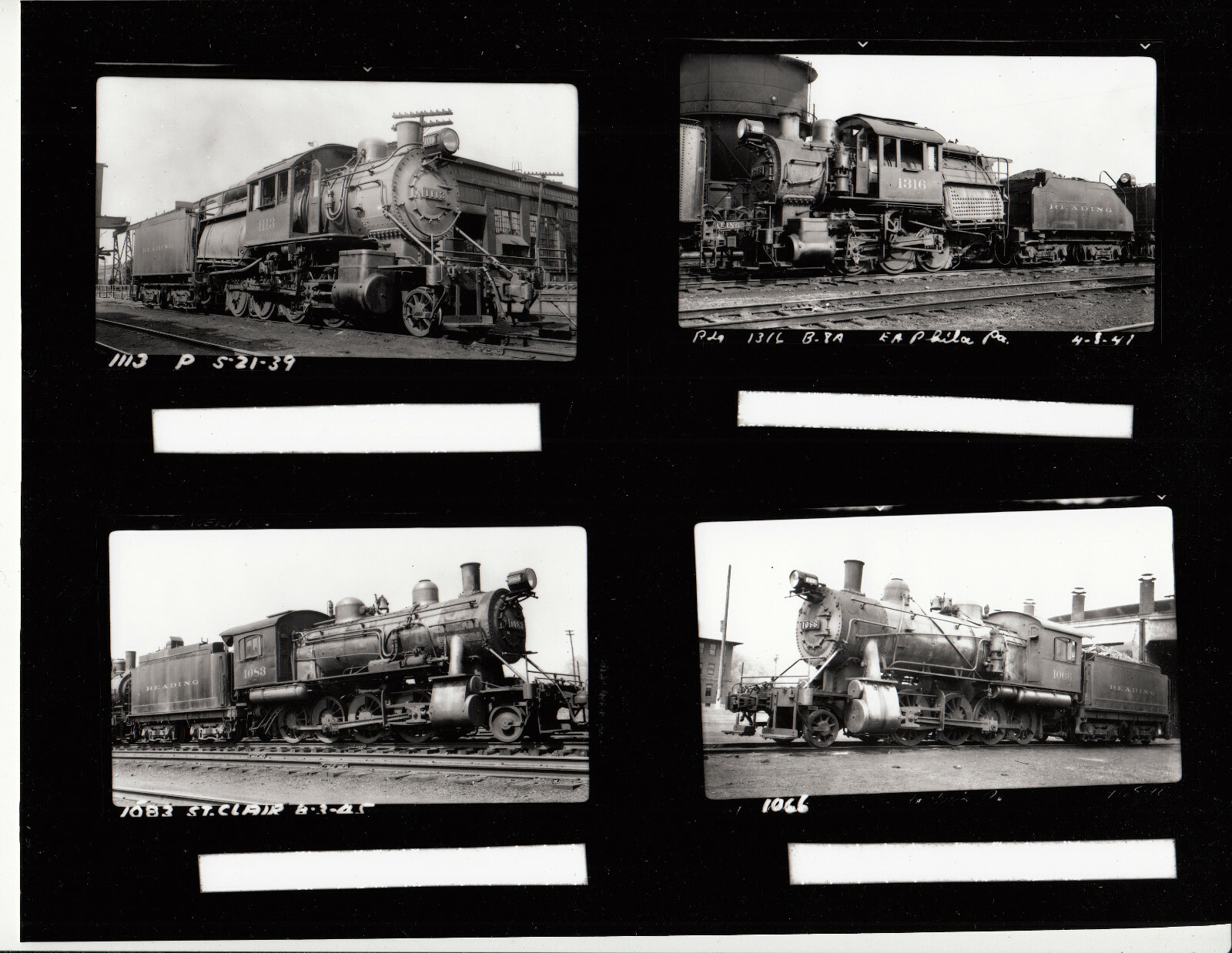 READING RAILROAD RAILROAD LOCOMOTIVES~ (11- PHOTOS) ~ c