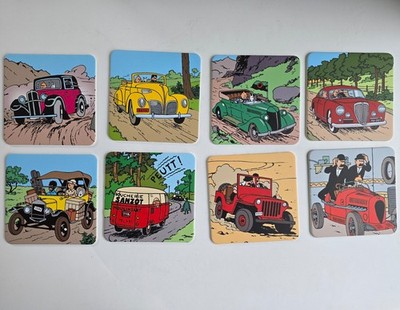 Moulinsart "Cars of Tintin" Coaster Set of 8 - Fine Card Atlas Voiture