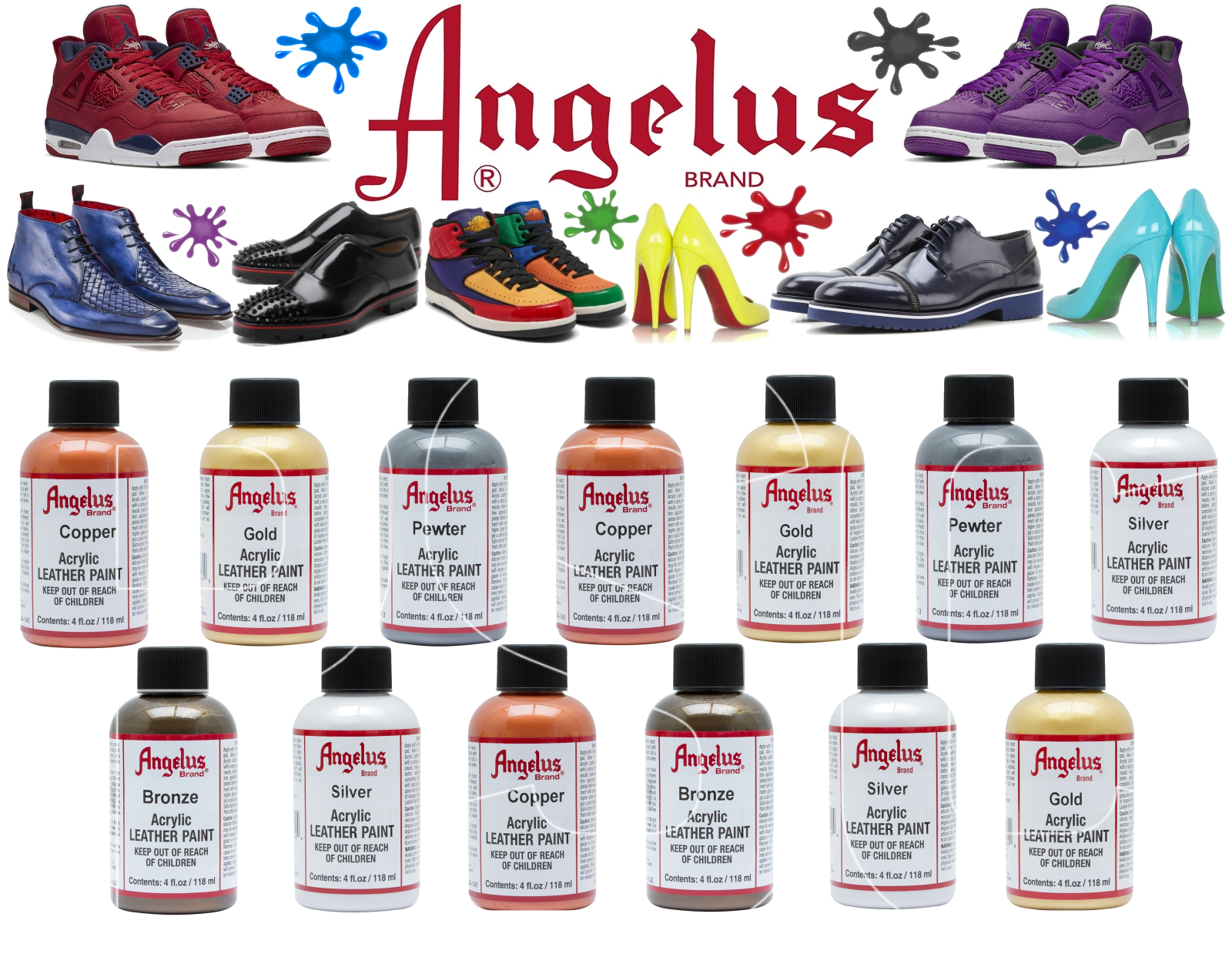 Angelus Leather Paints Set of 12 Metallic from Tandy Leather