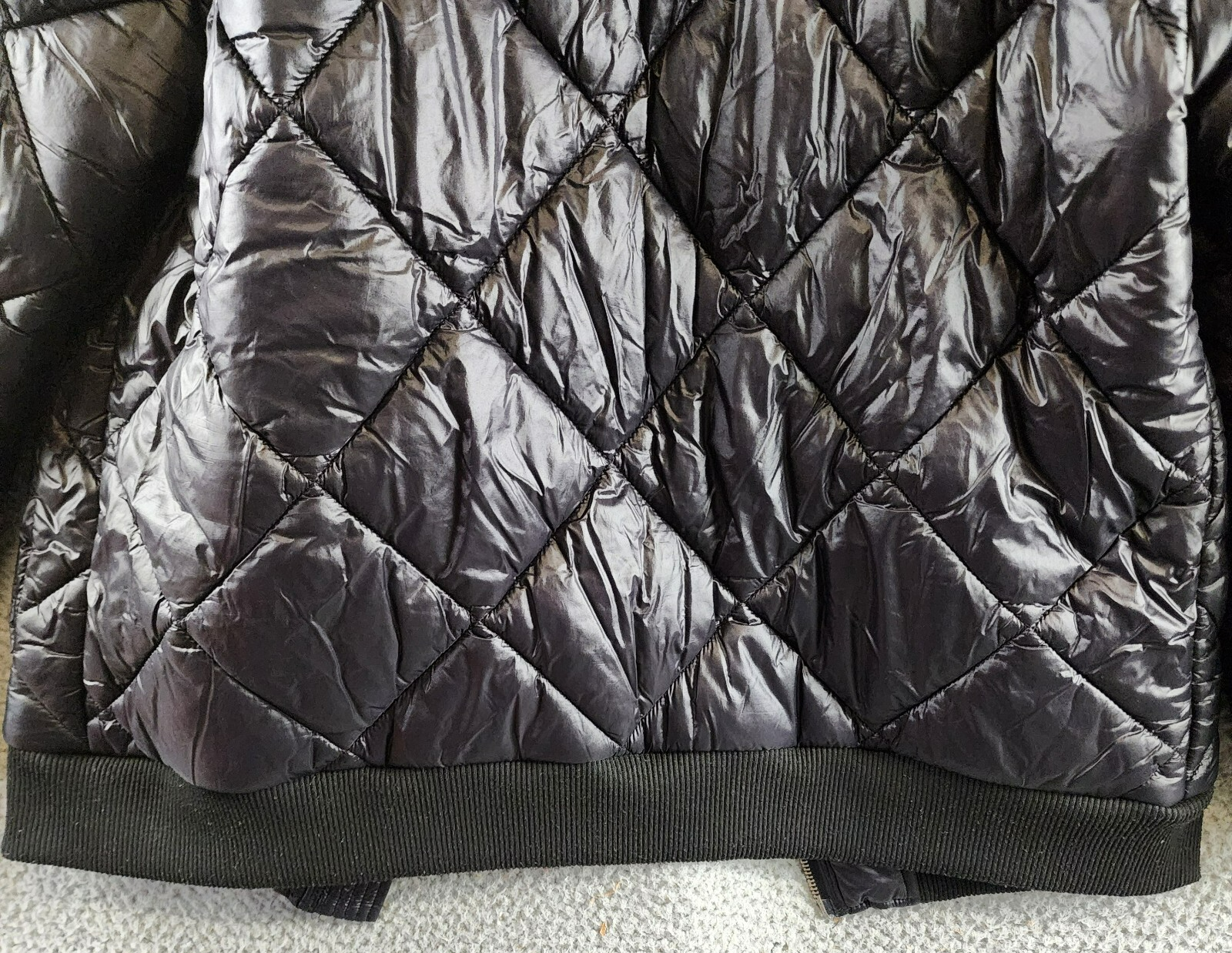 Rails Shay Diamond Quilted Jacket Womens XS Black Faux Shearling Collar Full Zip - Picture 14 of 17