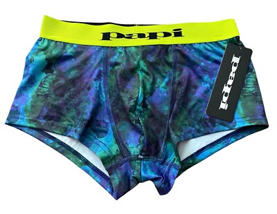 Papi Men's Nwt Ocean Multi Sexy UMPA050 Microflex Brazilian Trunk Underwear S