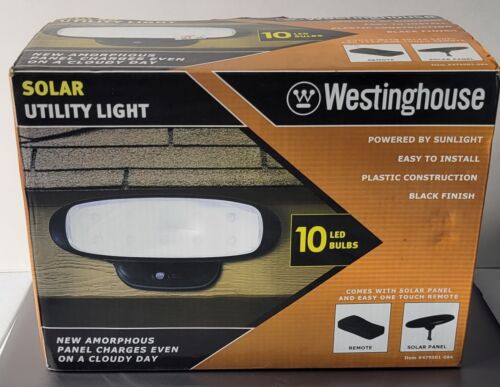 Solar Utility Light Brand New In Box Black Westinghouse W/10 LED Bulbs Plastic