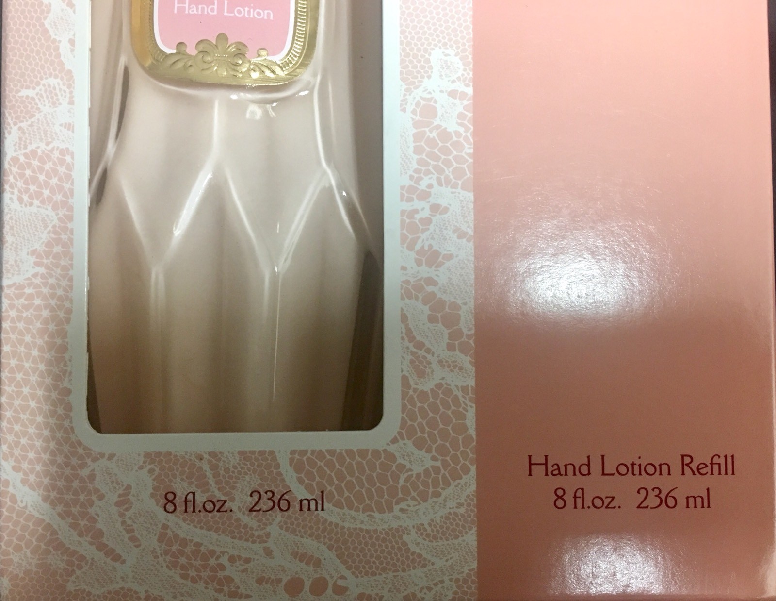 Houbigant Chantilly Glass Bottle Hand Lotion 8 oz. + 8 oz refill New Old Stock