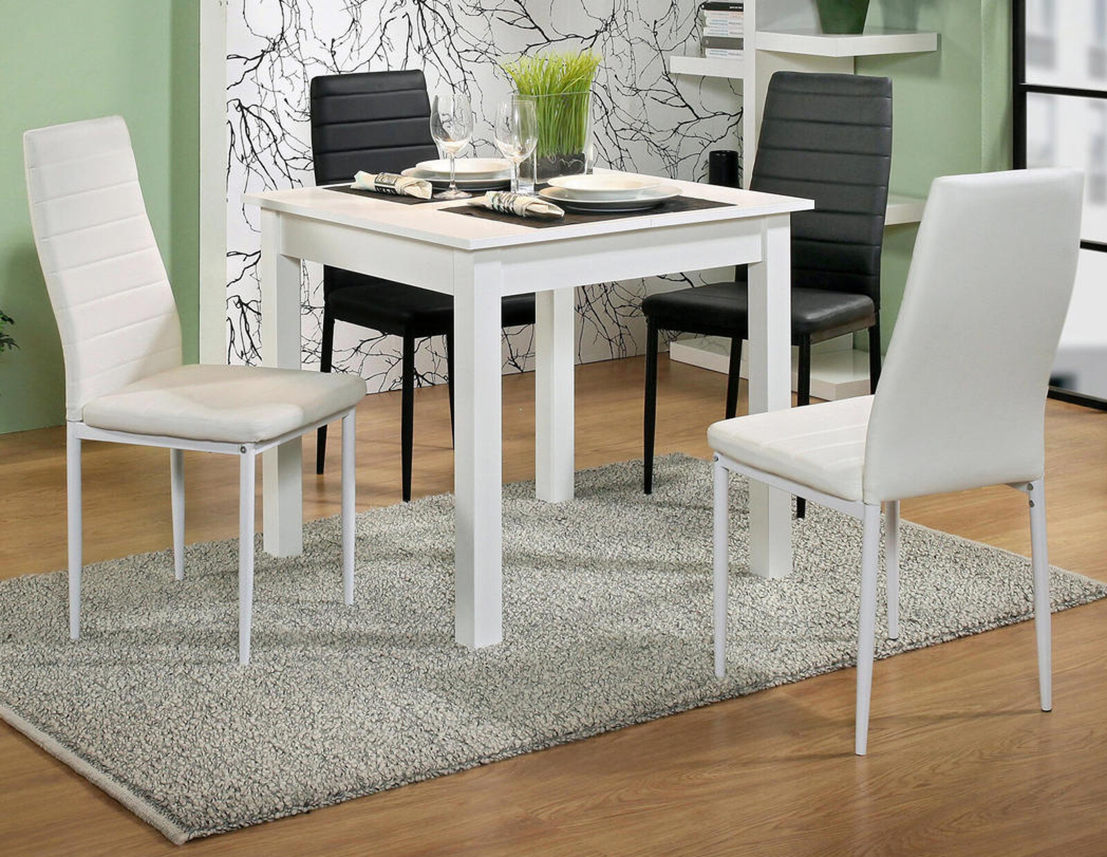 Esstisch Küchentisch weiß ausziehbar Ausziehtisch 80 - 120 cm Holztisch