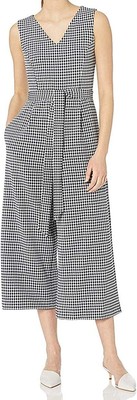 

Укороченный комбинезон без рукавов с V-образным вырезом Calvin Klein, черный/белый,  лет, Black/white