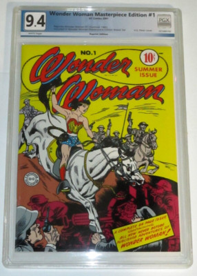 WONDER WOMAN #1 DC MASTERPIECES REPRINT ED 1ST APPEARANCE PGX 2001 GRADED 9.4