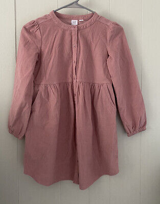 Gap Kids Mauve Corduroy Long Sleeve Button Front Dress Size 8 NWT