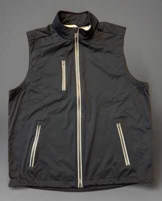 Above The Links Water &  Windproof Full Zip Golfing Vest Mens L Black Zip Pocket
