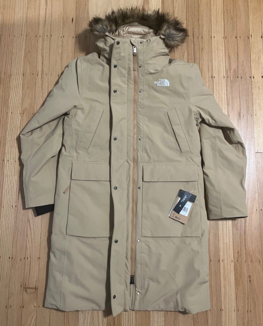 Pre-owned The North Face Arctic Parka Premium Coat Almond Butter $500 Women Sz Medium In Beige
