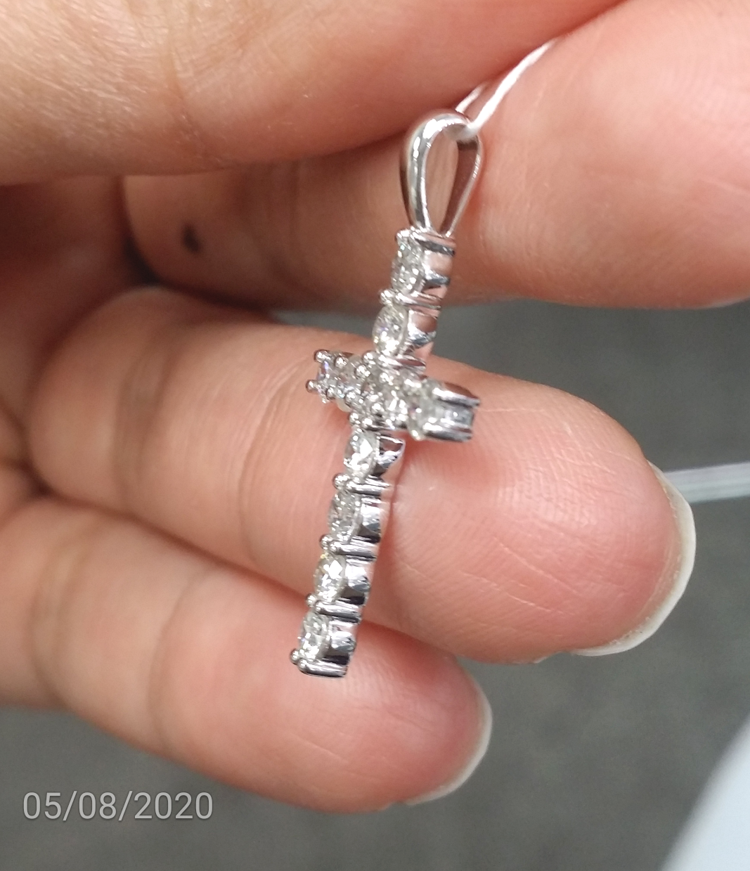 Pre-owned Handmade Deal 1.00ct Genuine Round Diamonds Cross Pendant In 14k Gold 27mm In White