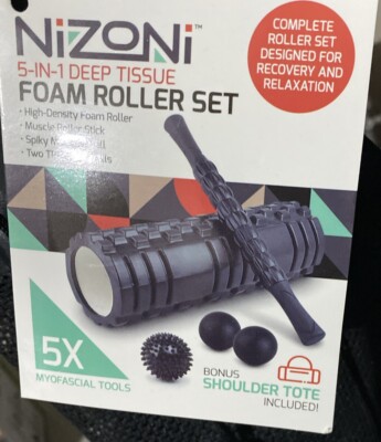 Nizoni 5-in-1 Deep Tissue Foam Roller Set w/ Shoulder Tote Bag Brand New w/ Tags