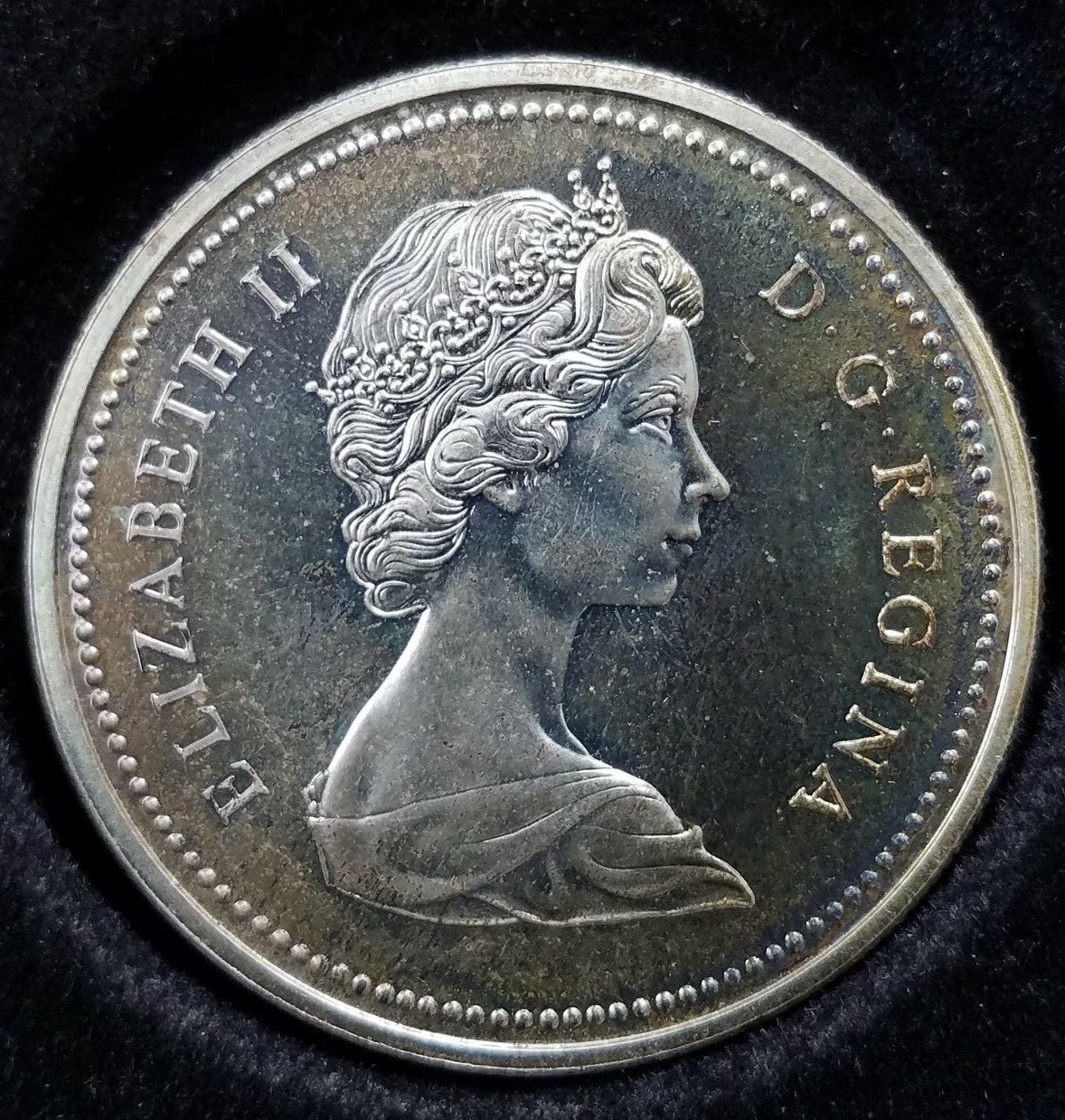 GREAT TONING 1971 GEM PROOF LIKE CANADIAN SILVER $1 ,-TONED C100704