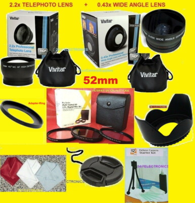 0.43x WIDE ANGLE +2.2x TELEPHOTO LENS+ADAPTER to CANON SX410 IS, SX420 IS  52mm