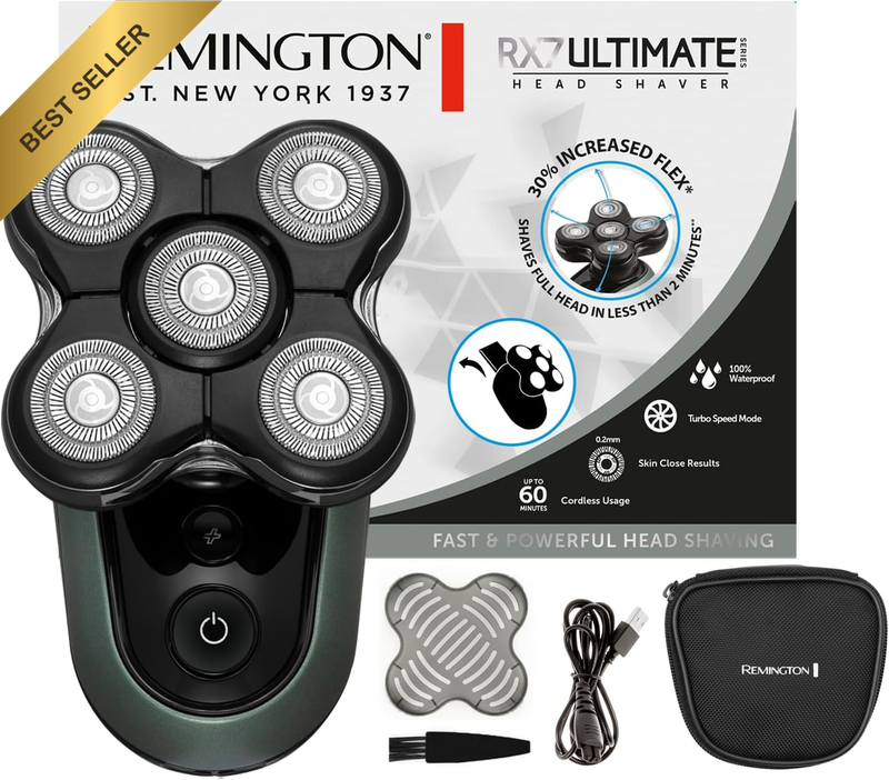 Ultimate Head Shaver 5 Cutting Heads Dual Track Blades Ergonomic Black