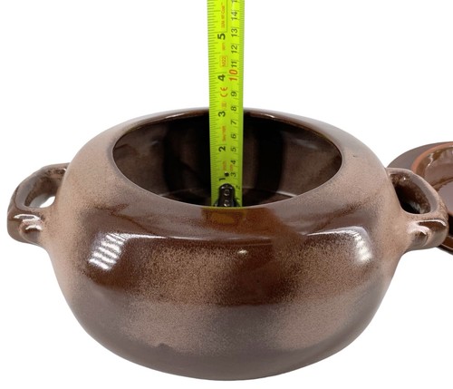 MCM Frankoma Pottery Brown 2 Qt Baker Casserole Dish Plainsman Open Handles 5V