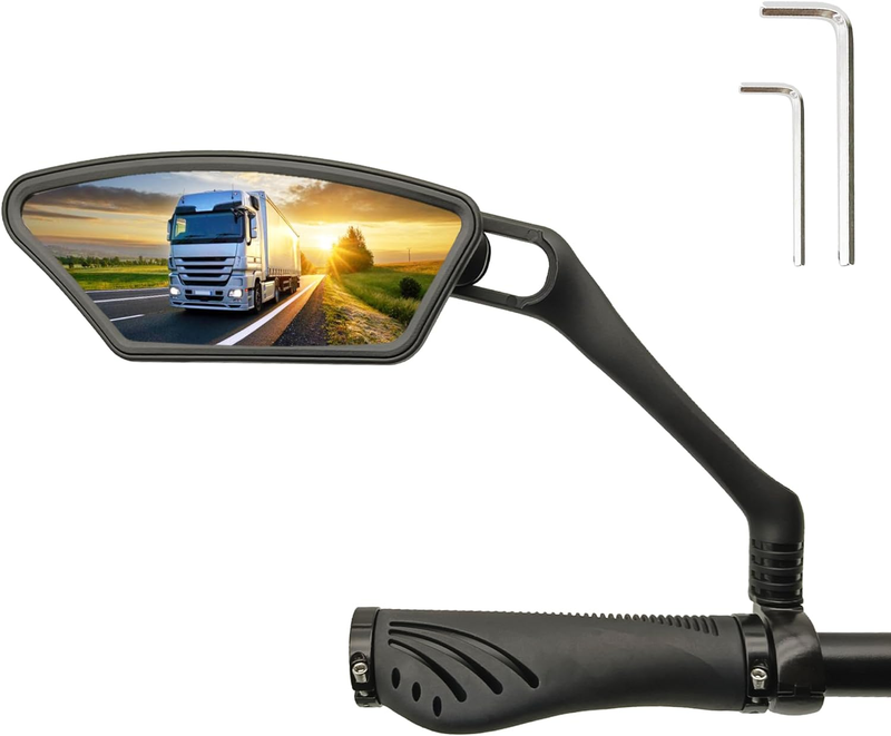 Bike Mirror, Large Bike Mirrors HD Rearview Mirror, Stainless Steel Flat Lens Bi