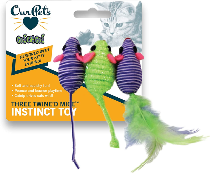 Our Pets Three Twined Mice Catnip Toys for Indoor Cats