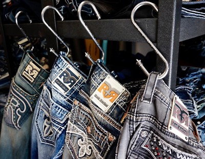 Rock Revival Mens / Womens Jeans Custom Store Display / Closet Gun Metal Hooks 