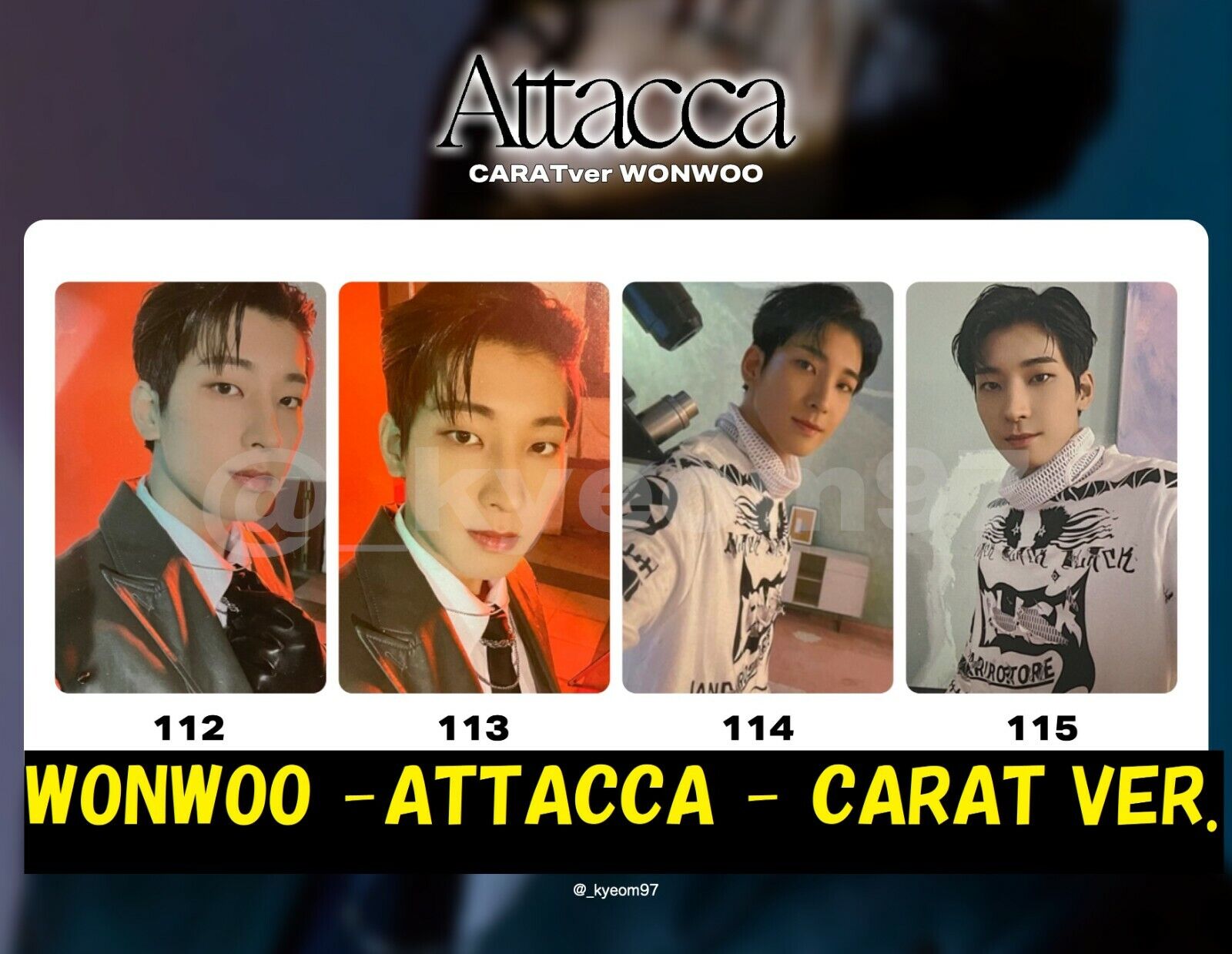 WONWOO SEVENTEEN - Attacca - CARAT ver. Official Photo card WONWOO SEVENTEEN - Attacca - CARAT ver. Official Photo card
