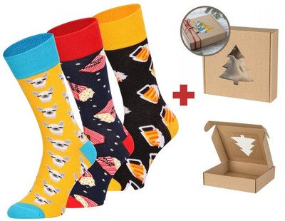 3 Paar Bunte Lustige Socken mit Geschenkbox Damen Herren Motivsocken Bunt Funny