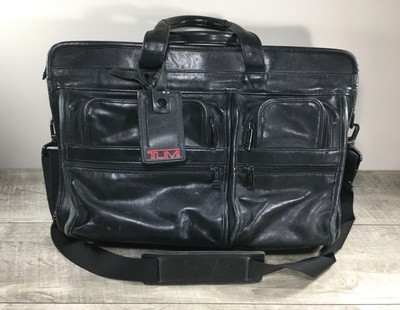TUMI Alpha 904D3 Expandable Nappa Leather Briefcase Business Laptop Shoulder Bag