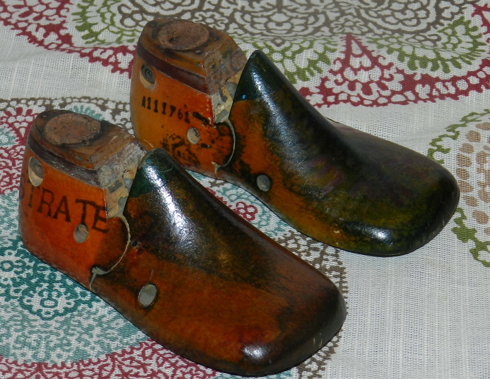 Antique Children's Wooden Industrial Mold Hand Decorated