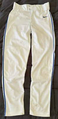 Nike Vapor Select white/ROYAL blue piped BASEBALL PANTS mesh tapered leg MENS S