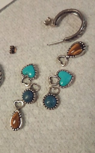 Vintage Dakota West Sterling Hoop Earrings With Charms