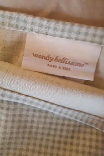 Wendy Bellissimo LOT 2 Green Gingham White Chenille Nursery Window Valances Baby